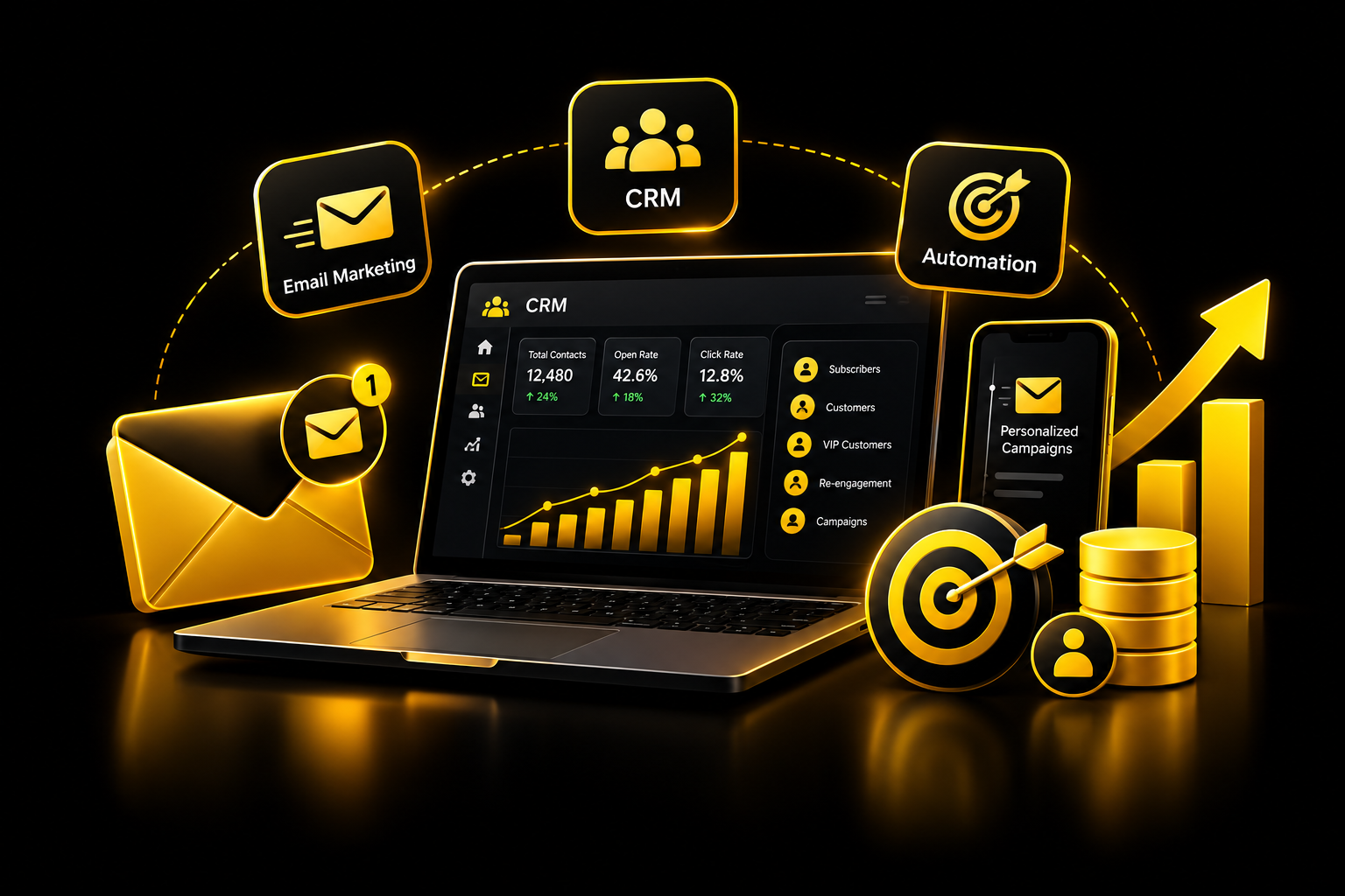 generate website icon or image for Email & CRM Marketing banner for website.
